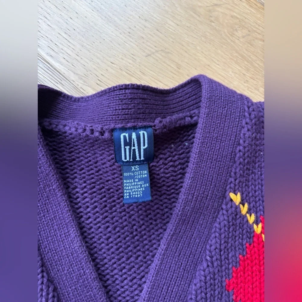 Vintage y2k Gap kids argyle cardigan thick knit XS 5